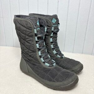 Columbia Charcoal Gray blue Quilted Women's waterproof Boots Size 8